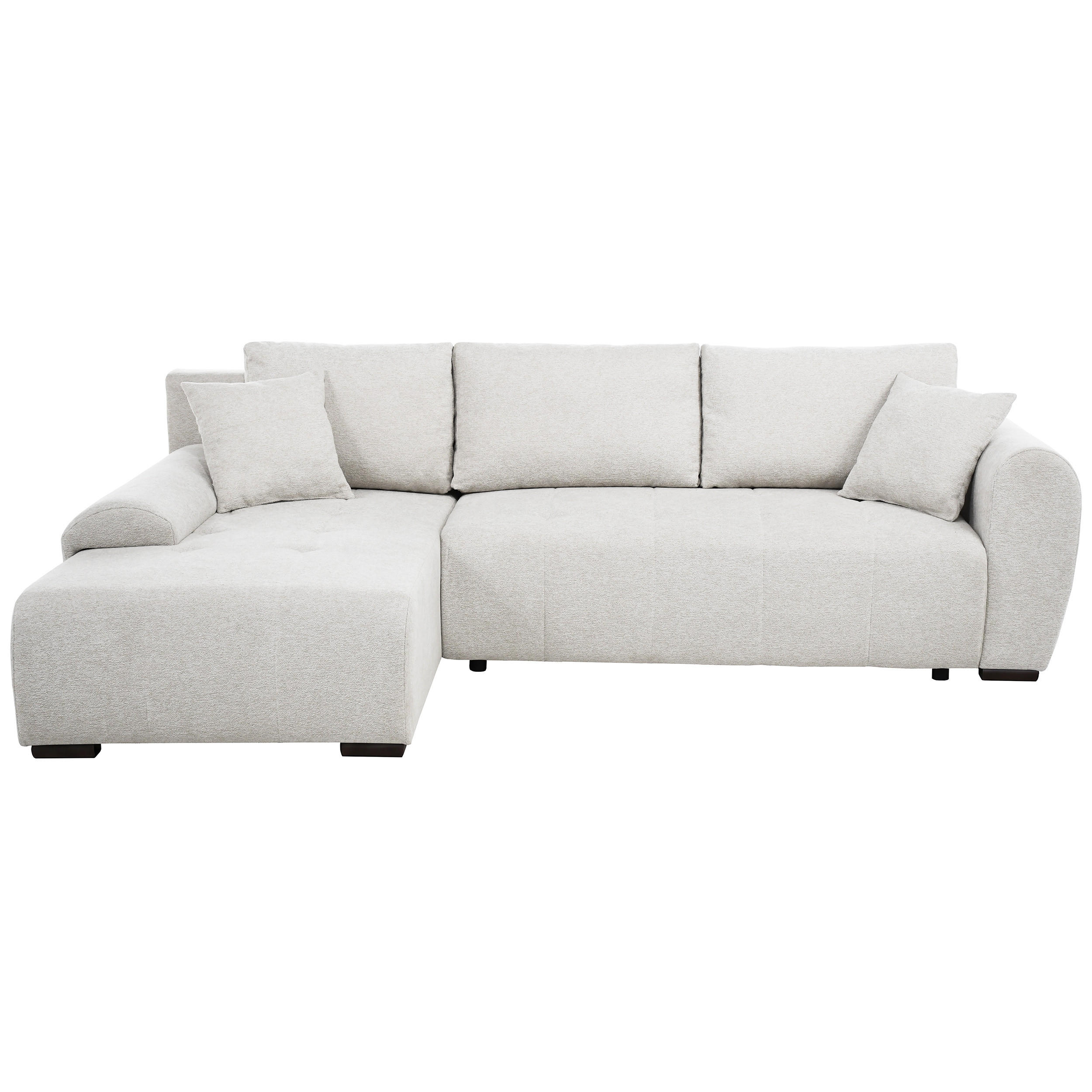 Beautysofa ROHOVÁ ROZKLÁDACÍ POHOVKA Dallas s úložným prostorem, 255 cm, krémová, levá, velurová látka