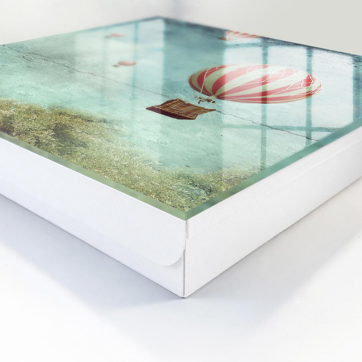 SCHLÜSSELBOX Weiß 30x30 cm – Türöffnung nach rechts - Träume aus der Luft - Blau, Metall (30/30/5cm) - TULUP
