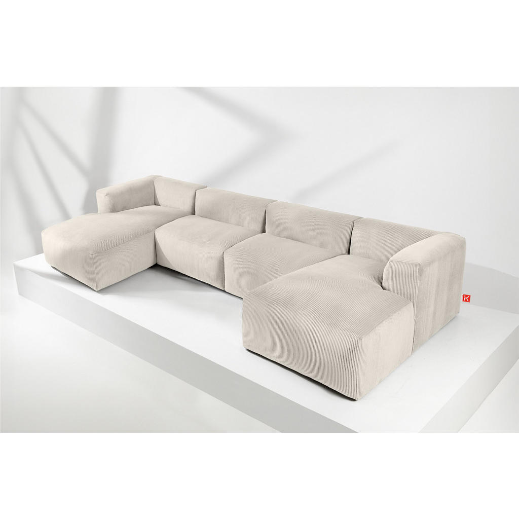 Thumbnail - Konsimo® Panorama-Ecksofa, Creme, Textil, U-Form,Freiform, 424x73x180 cm, Wohnzimmer, Sofas & Couches, Wohnlandschaften,...