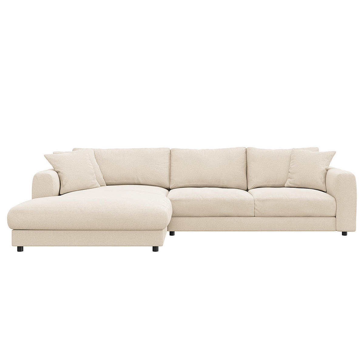 ECKSOFA mit Longchair - Beige/Schwarz, Holz/Kunststoff (286/183cm) - home24