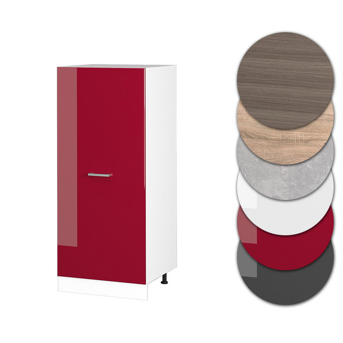 HOCHSCHRANK R-Line Rot Hochglanz 60 cm - Rot/Weiß, Holzwerkstoff (60/143/57cm) - Vicco