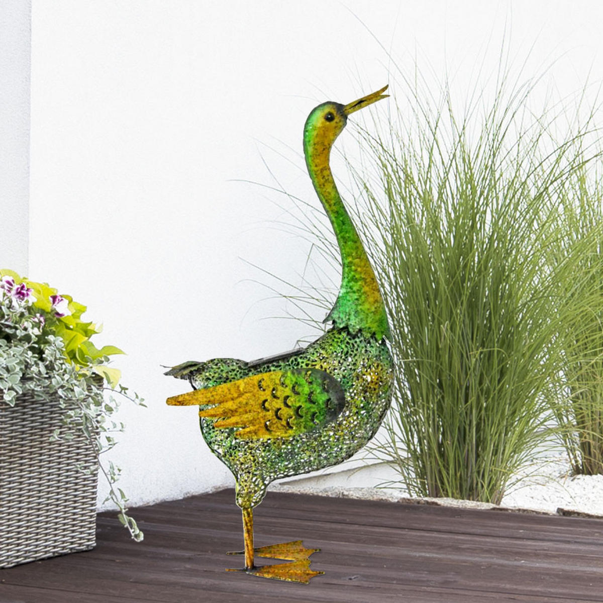 LED AUSSENLEUCHTE Ente Bunt - Multicolor, Metall (31/16/63cm)