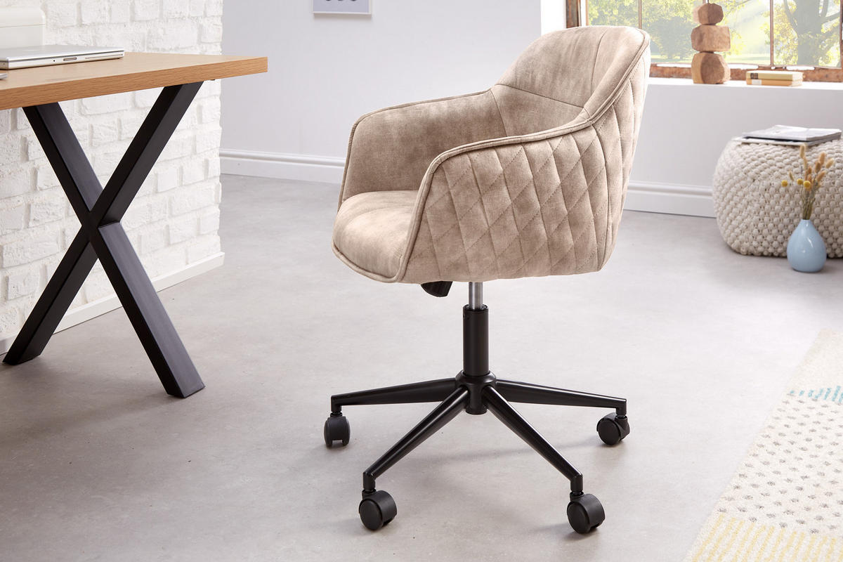 STUHL EUPHORIA Samt Greige 90 cm - Greige/Beige, Textil/Metall (58/81/60cm) - riess-ambiente