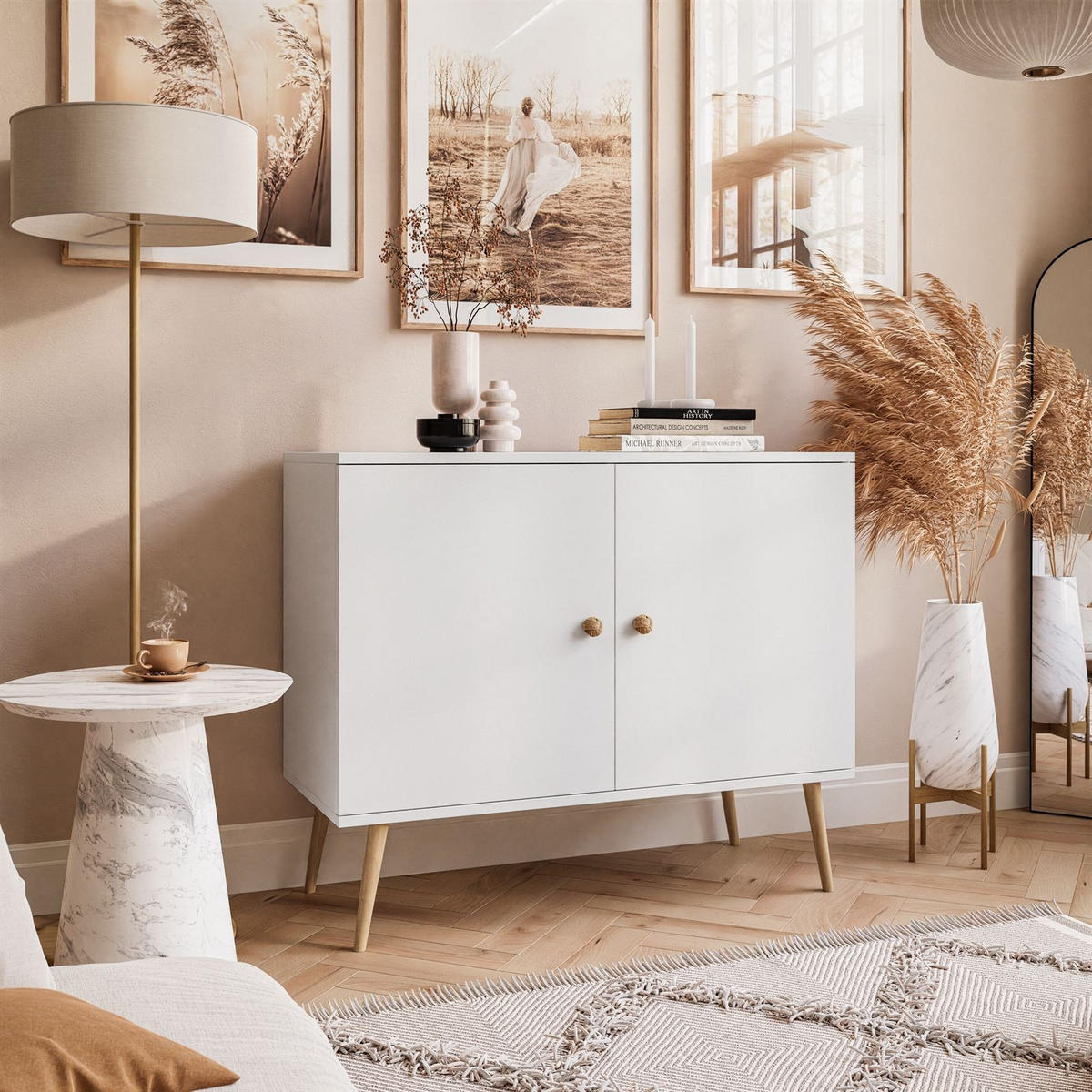 KOMMODE Zweitürige HARMONY Weiß - Weiß, Holzwerkstoff (100/85/42cm) - Lookway