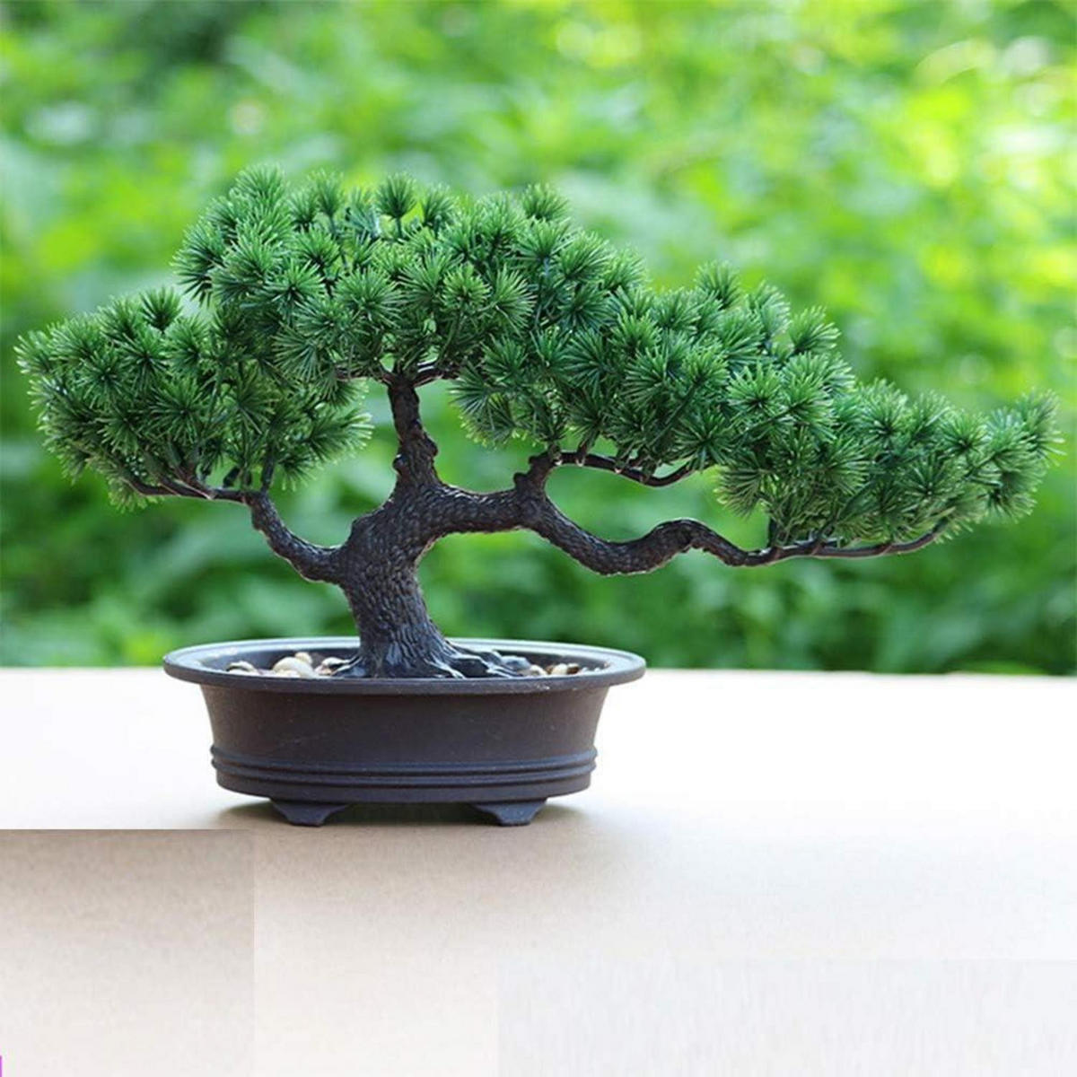 KÜNSTLICHER Bonsai-Baum Japanische Kiefer 19 cm - Grün, Kunststoff (19cm)