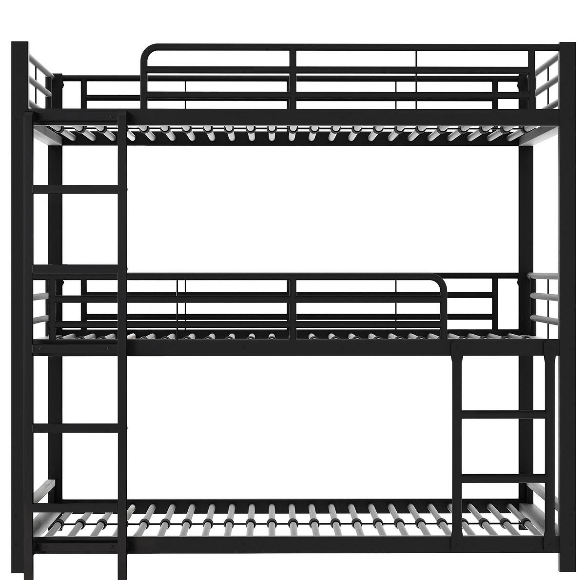 ETAGENBETT Kinderbette 90/200 cm aus Metall mit Sicherheitsgeländern Schwarz - Schwarz, Metall (90/200cm) - Modenvie