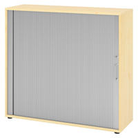 ROLLLADENSCHRANK - 3 Ordnerhöhen 40/120/110 cm in Ahornfarben/Silberfarben Bügelgriff (Metall) - Silberfarben/Ahornfarben, Holzwerkstoff (120/110/40cm) - bümö