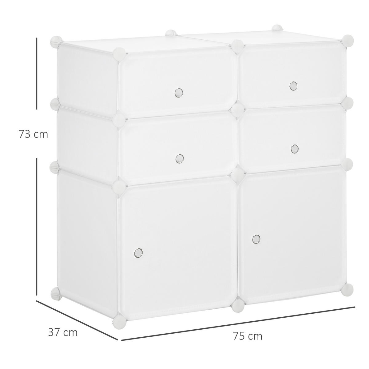 SCHUHREGAL Weiß 1Stück - Weiß, Kunststoff (37/73/75cm) - GiPP
