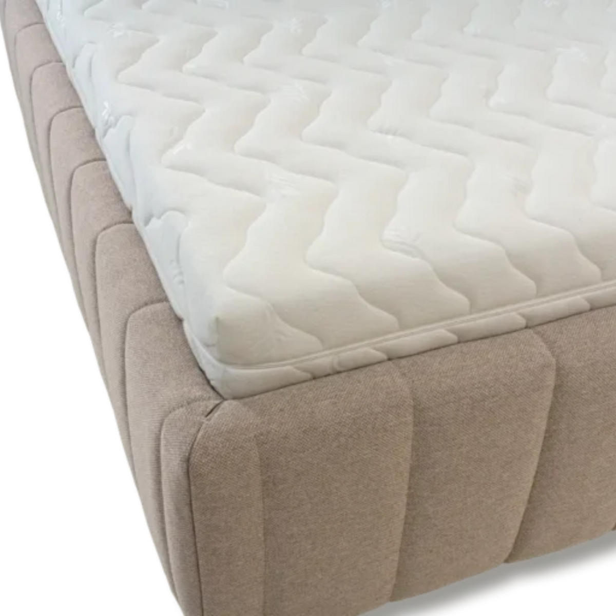 POLSTERBETT Calma 160x200 in Plüsch Sand - Creme, Holz (160/200cm) - Letti Moderni