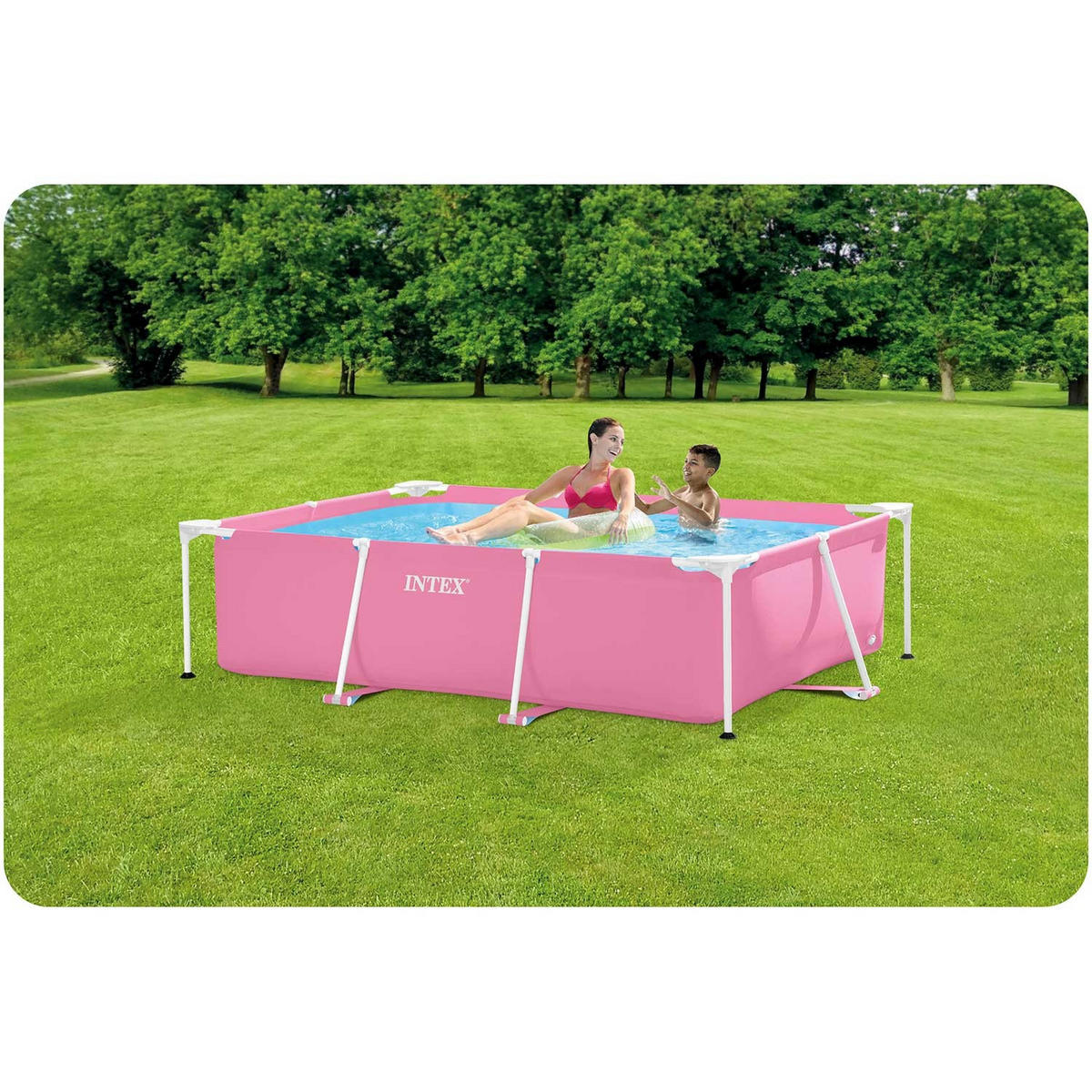 POOL SET 220 x 150 x 60 cm, 2in1 - 28266 - Rosa, Textil (220/60/150cm)