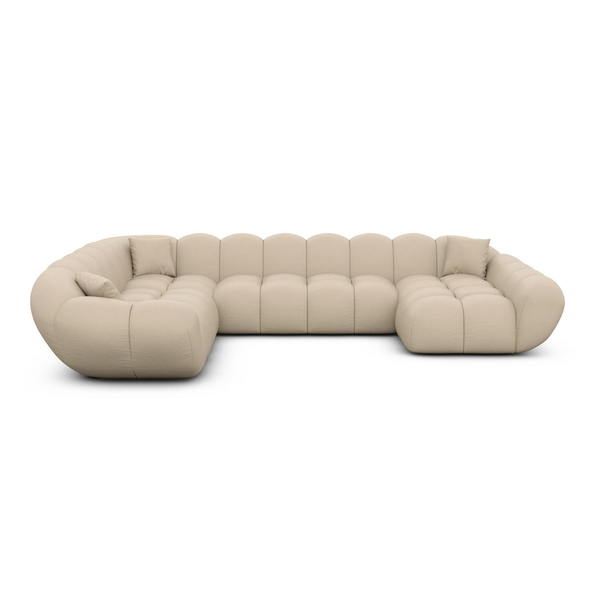 WOHNLANDSCHAFT Liva Beige Kunstleder U-Form XXL Rechts - Beige, Kunststoff (258/70/323cm) - VAROYAL