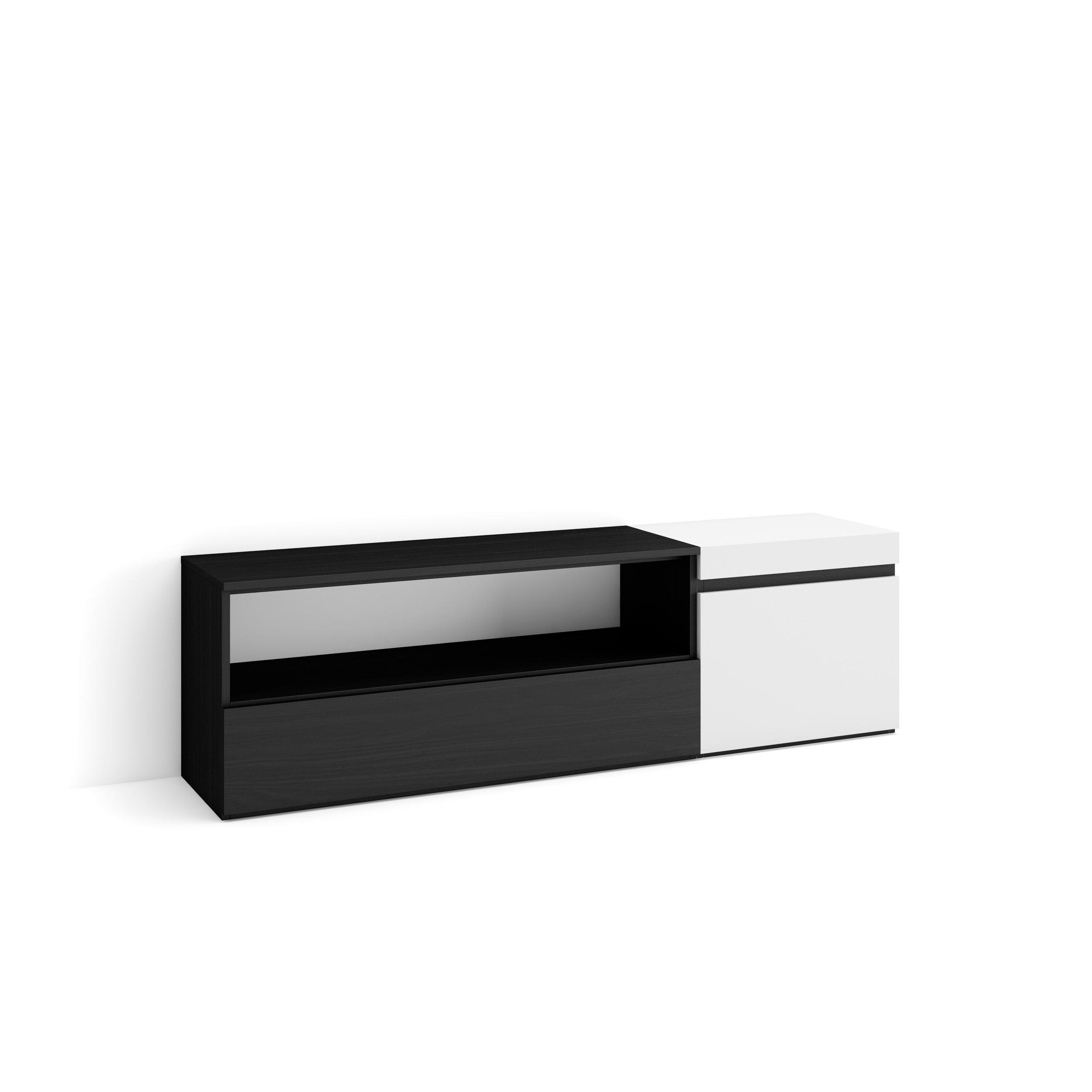 Skraut Home Lowboard, Weiß, Schwarz 150x45x35 cm