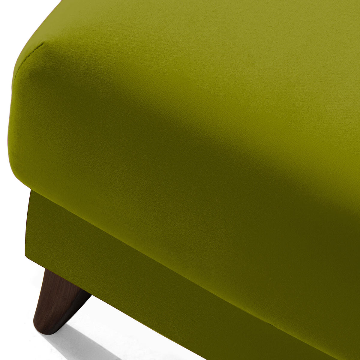 HOCKER GUSTAVO Fußstütze, Velours, Olivgrün - Olivgrün, Holz/Holzwerkstoff (53/49/53cm) - KONSIMO®