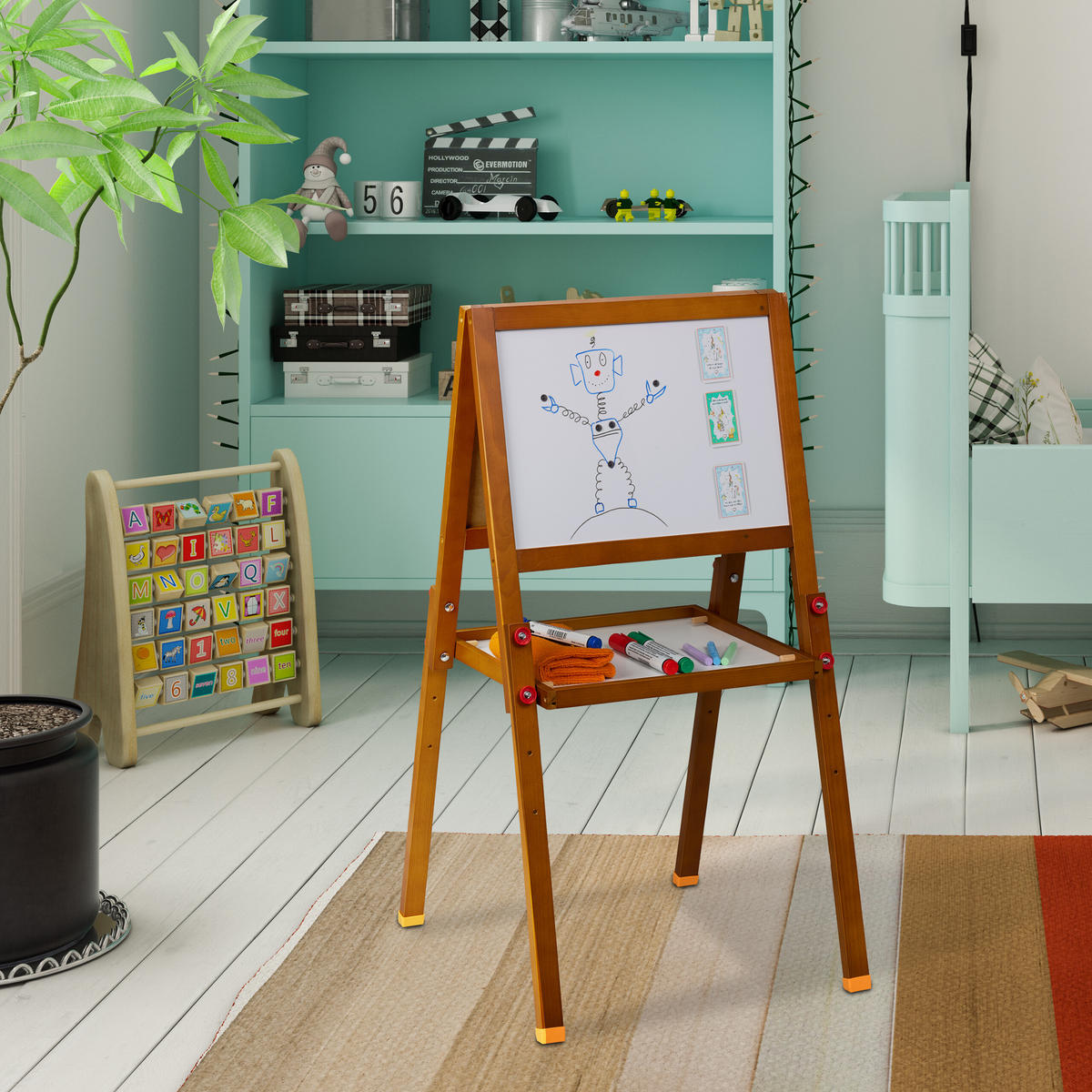 KINDERSTANDTAFEL - Multicolor, Holz/Holzwerkstoff (39/77/44.5cm) - Relaxdays