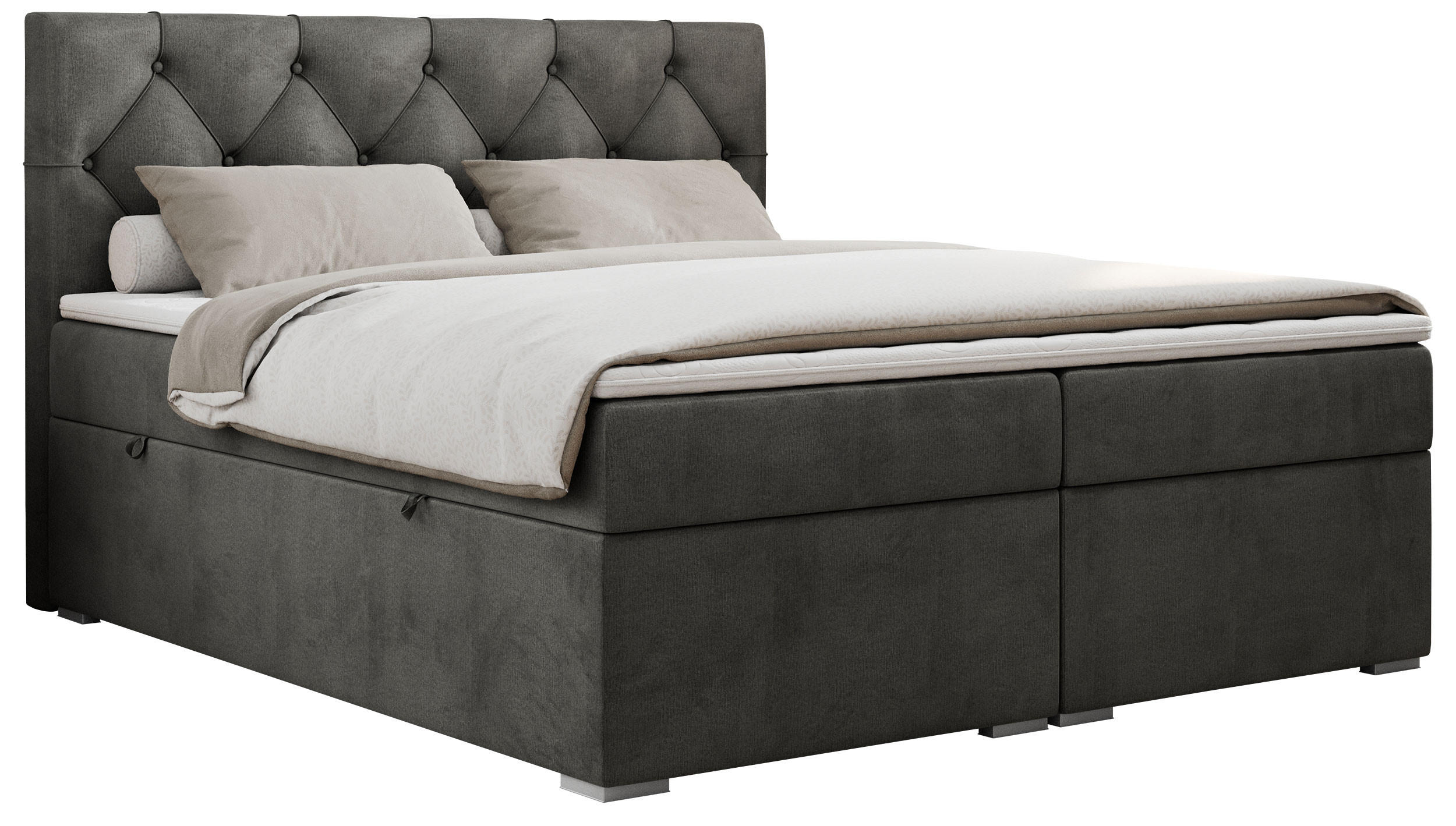 BOXBETT ALDA 200/200 Dunkelgrau Velvet - H3 - Dunkelgrau, Holz/Textil (200/200cm) - MKS