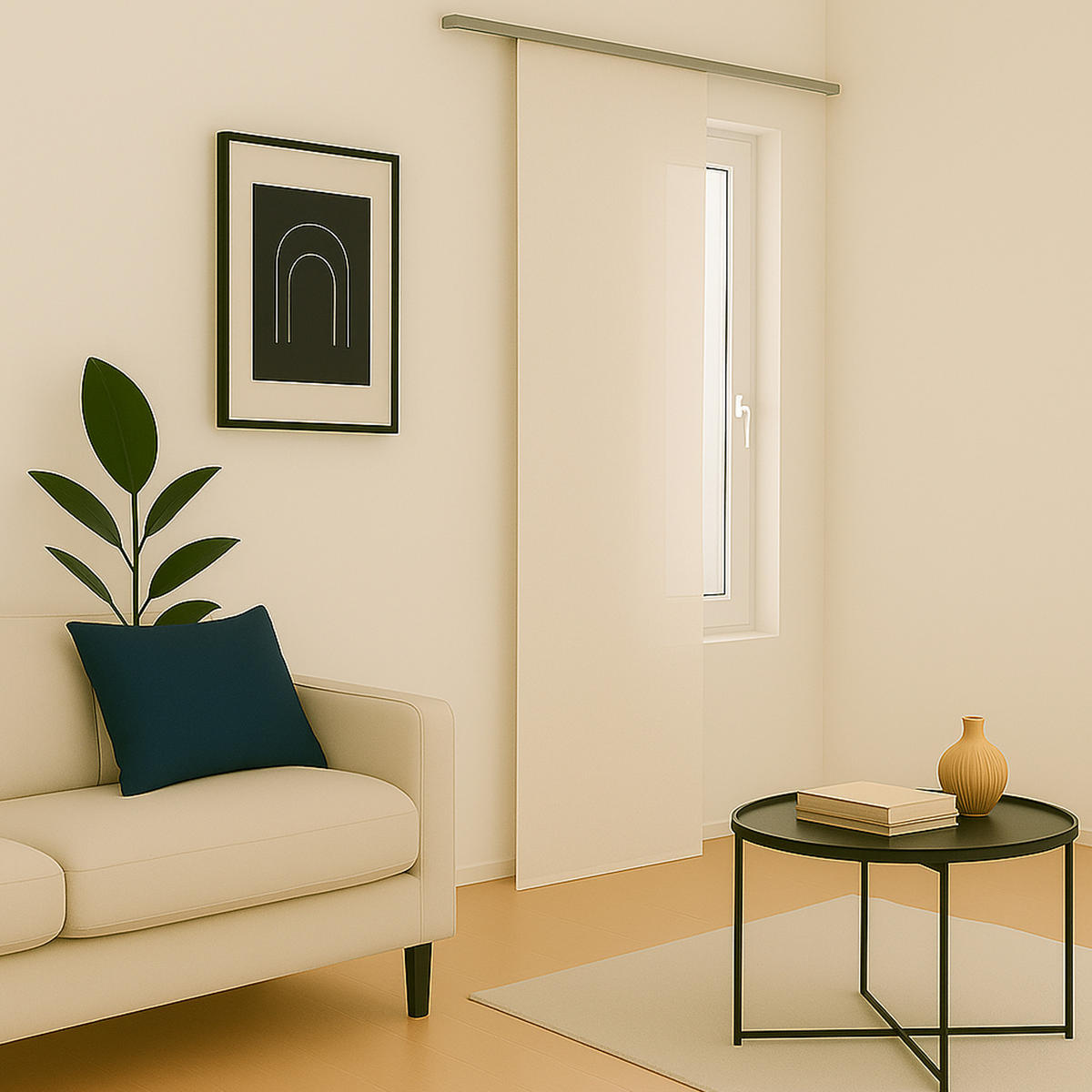 FLÄCHENVORHANG blickdicht 60x245 cm Weiß mit Technik - Weiß, Textil (60/245cm)