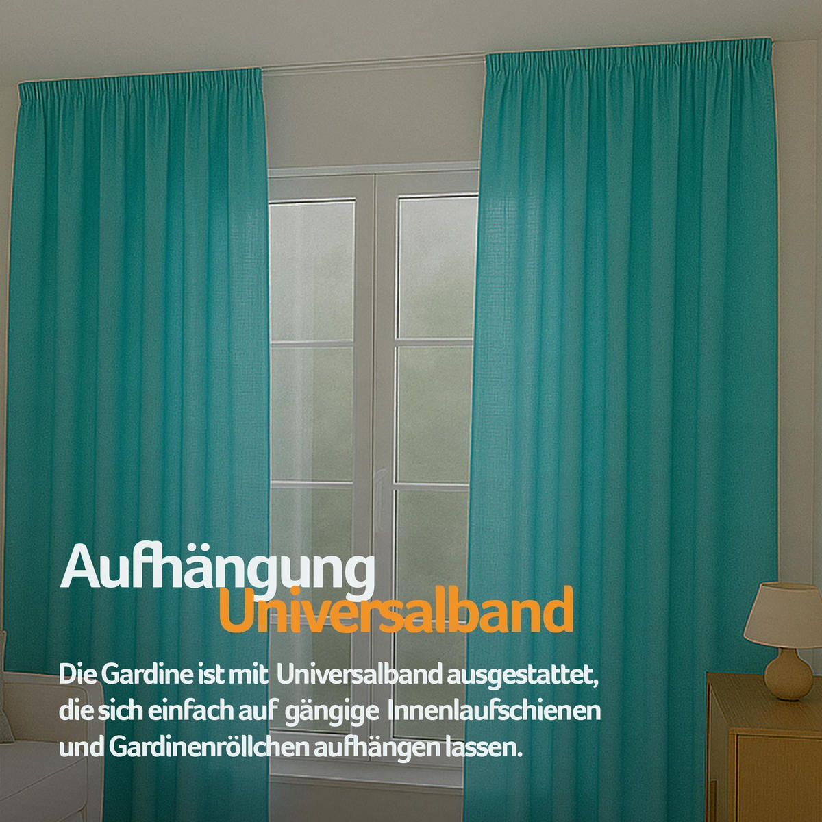 GARDINE Universalband "blickdicht" 2er Pack Türkis 140x175 cm - Türkis, Textil (140/175cm) - Bestlivings