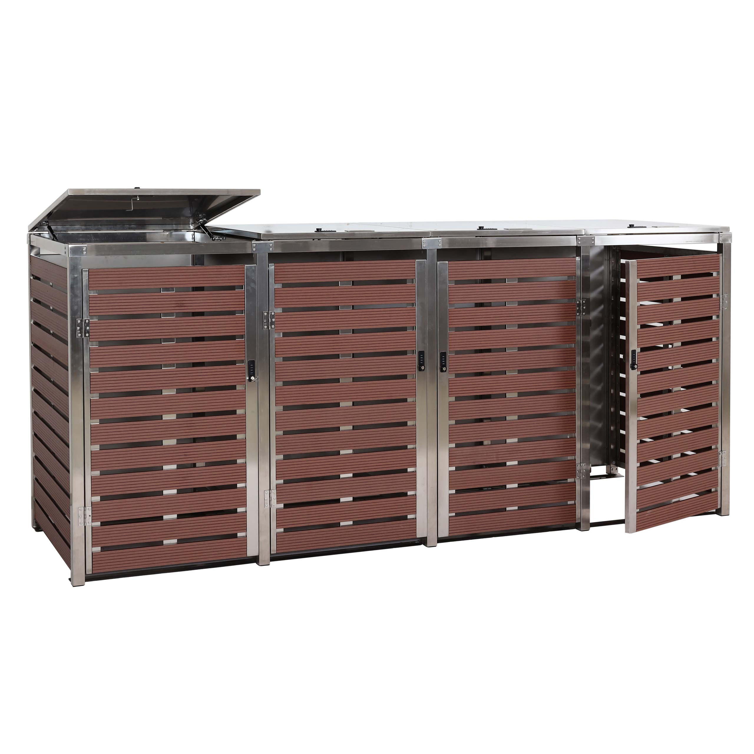 MÜLLTONNENVERKLEIDUNG 4ER Walnuss Dekor - Walnussfarben, Metall (264/120/85cm) - MCW