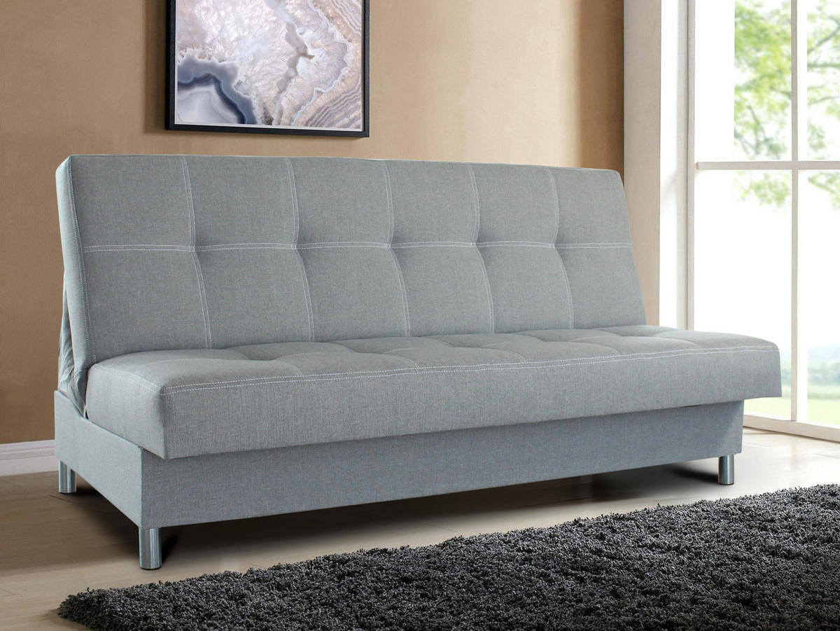 SCHLAFSOFA Bella - Silberfarben/Grau, Holz/Kunststoff (187/94/90cm)