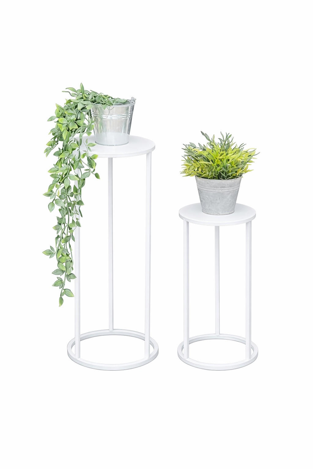 BLUMENHOCKER Metall Weiß Rund 2er Set - Weiß, Metall (20/50/20cm) - DanDiBo