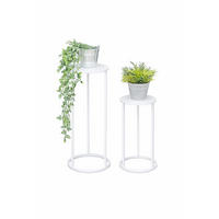 BLUMENHOCKER Metall Weiß Rund 2er Set - Weiß, Metall (20/50/20cm) - DanDiBo