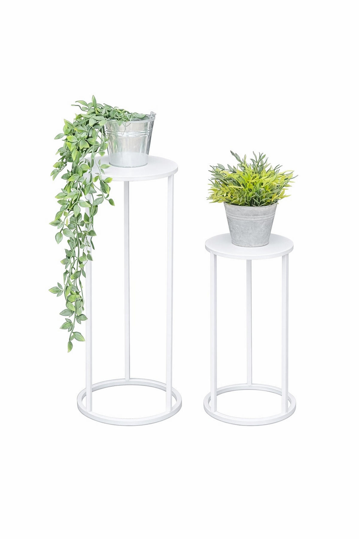 BLUMENHOCKER Metall Weiß Rund 2er Set - Weiß, Metall (20/50/20cm) - DanDiBo