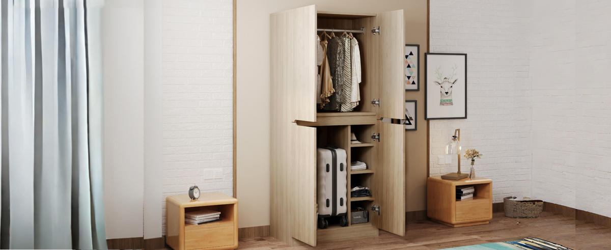 KLEIDERSCHRANK 70/170/40 cm Holzfarbe aus Holz mit Doppeltürdesign - Naturfarben, Holz (40/170/70cm) - OKMYHOME