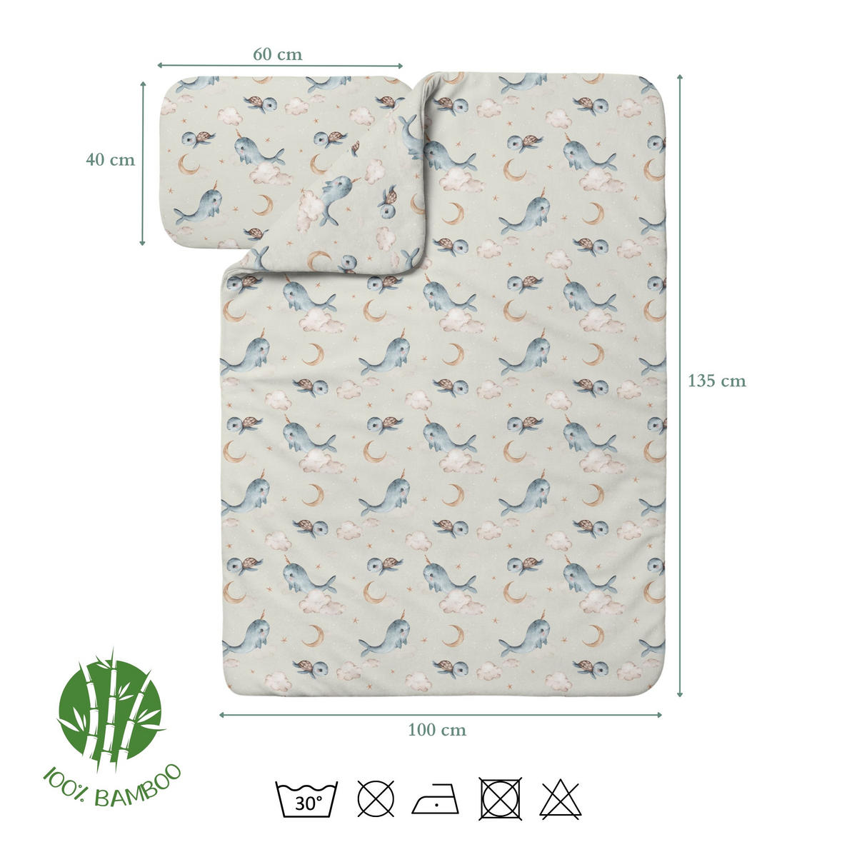 BAMBUSOVA posteljnina za dojenčke Kiti - olivno zelena, tekstil (100/135cm) - waldin