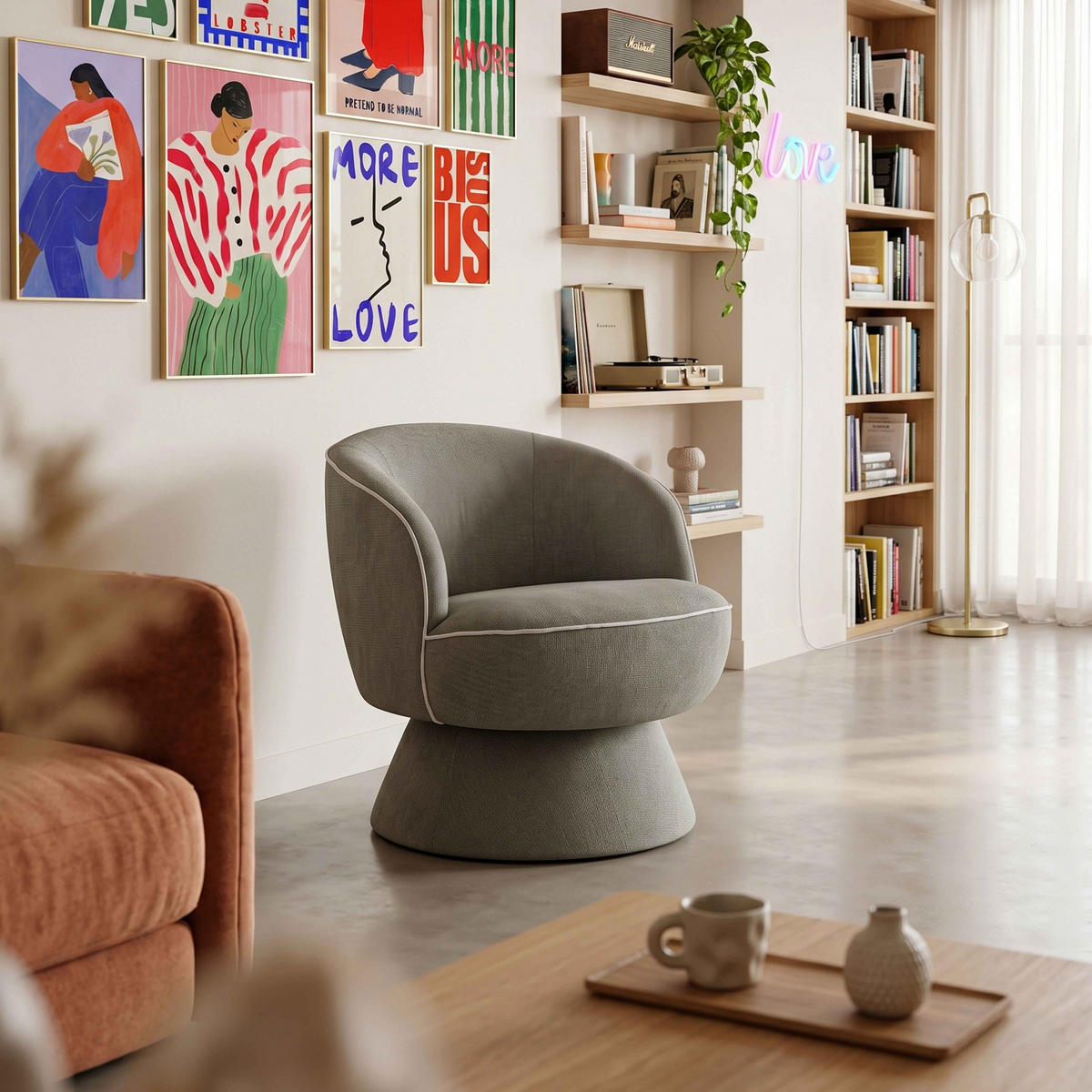 SESSEL, Grün - Grün, Holz/Textil (66/71/80cm) - Oviala