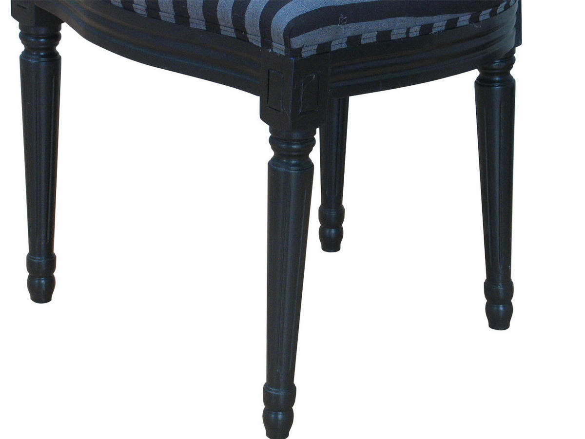 STUHL 2er-Set antik schwarz, Stoff schwarz gestreift - Schwarz, Holz/Textil (50/93/47cm) - ebuy24