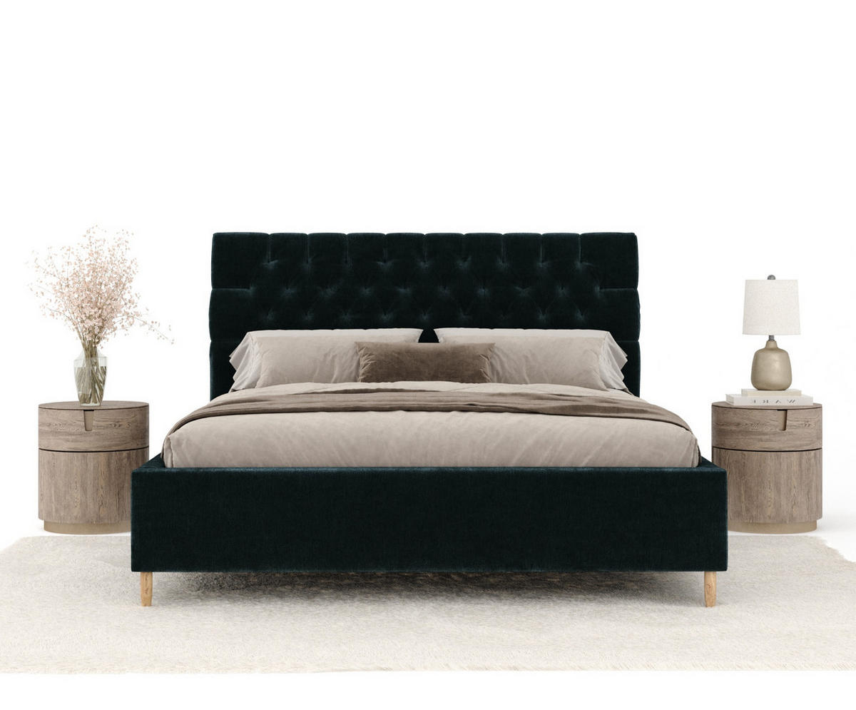 POLSTERBETT Vezzola Türkisfarben 120/200 cm im Chenille-Stoff - Türkis/Naturfarben, Holz/Holzwerkstoff (120/200cm) - Maison de Reve