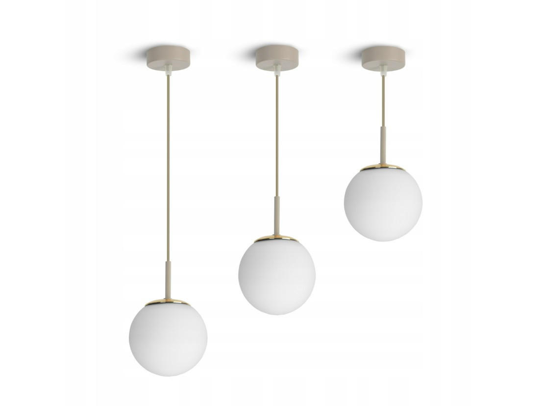 PENDELLEUCHTE ECRU II - Beige/Goldfarben, Glas/Metall (14/14/100cm) - kiki design