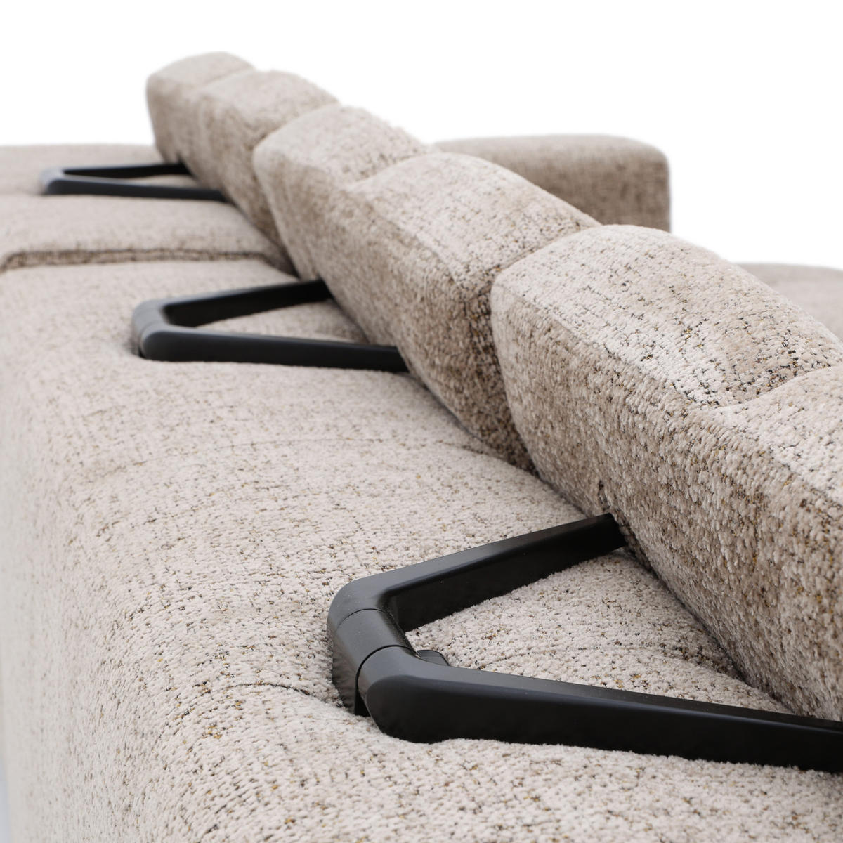 ECKSOFA TENDER Rechts mit Schlaffunktion und Verstellbare Kopfstützen, Chenille braun - Schwarz/Braun, Holz/Kunststoff (176/315cm) - Muffo