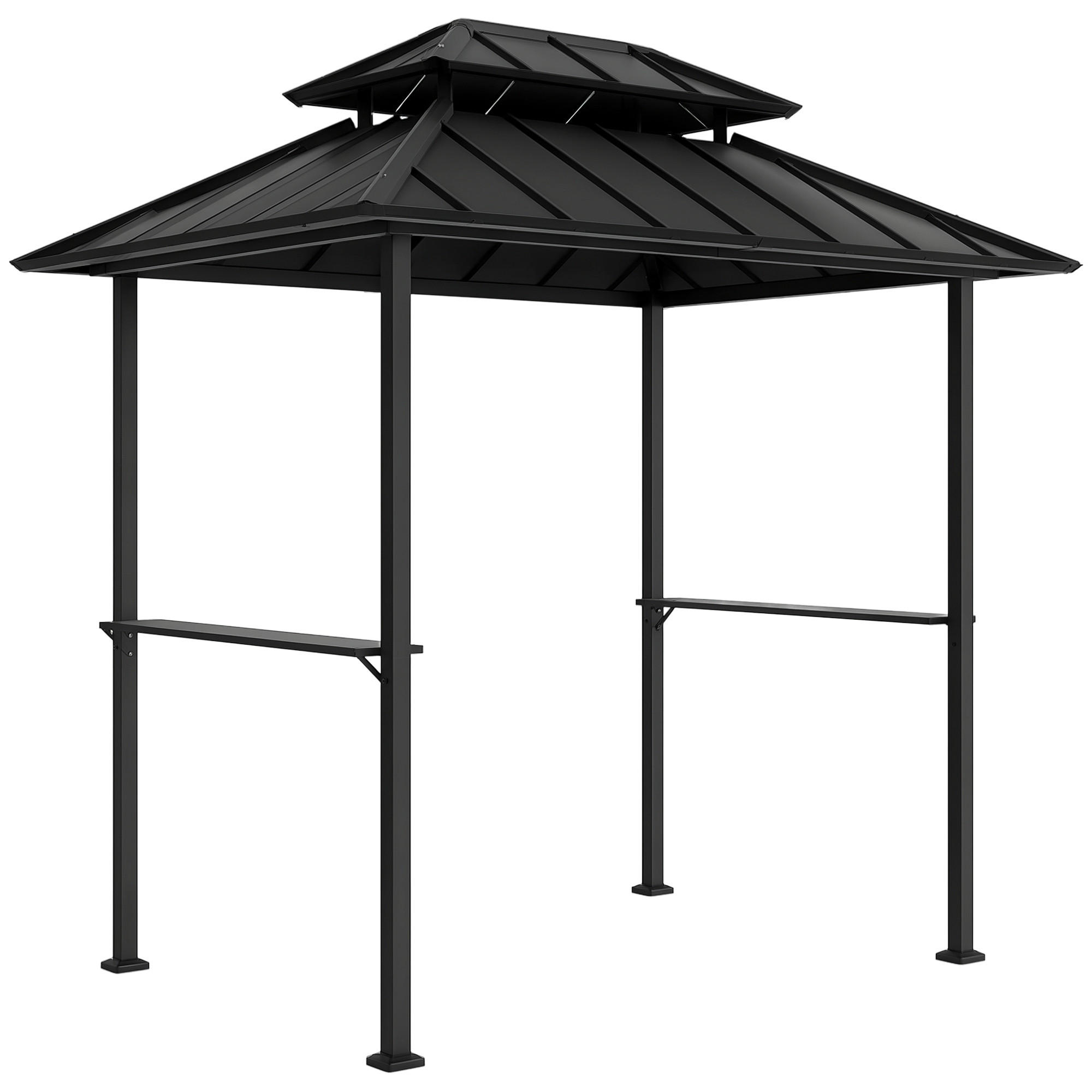 PAVILLON DE-12658 244/184/258 cm Doppeldach mit 2 Regalen Schwarz - Schwarz, Metall (467.36/655.32/619.76cm) - ComfortXL