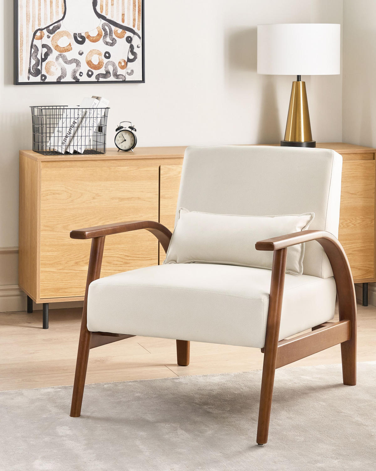 SESSEL Kunstleder Cremeweiß Skara - Dunkelbraun/Weiß, Kunststoff (70/83/88cm) - Beliani
