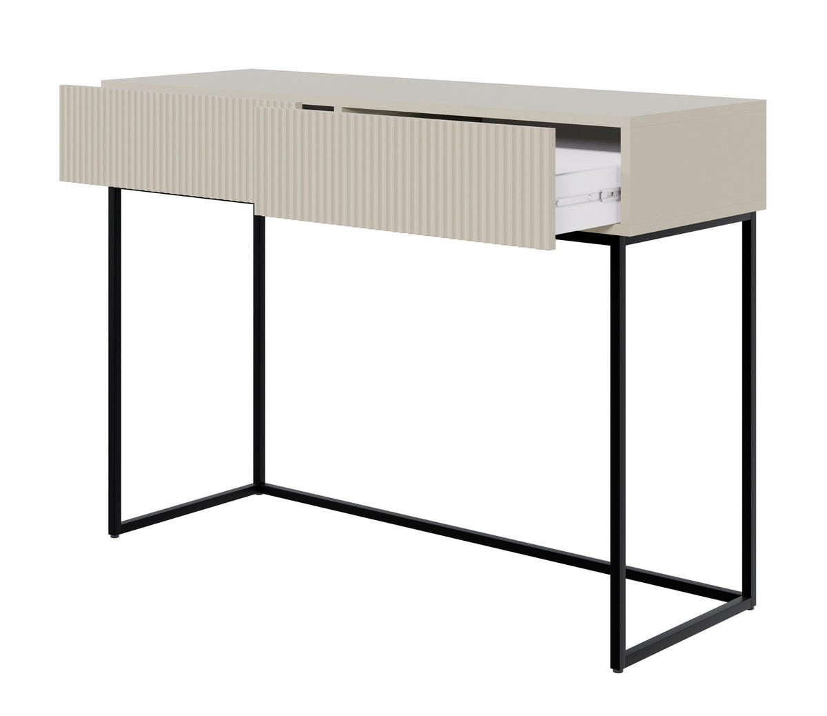 SCHMINKTISCH Veldio Greige 110 cm - Greige/Schwarz, Holzwerkstoff/Metall (110/79/40cm) - Selsey