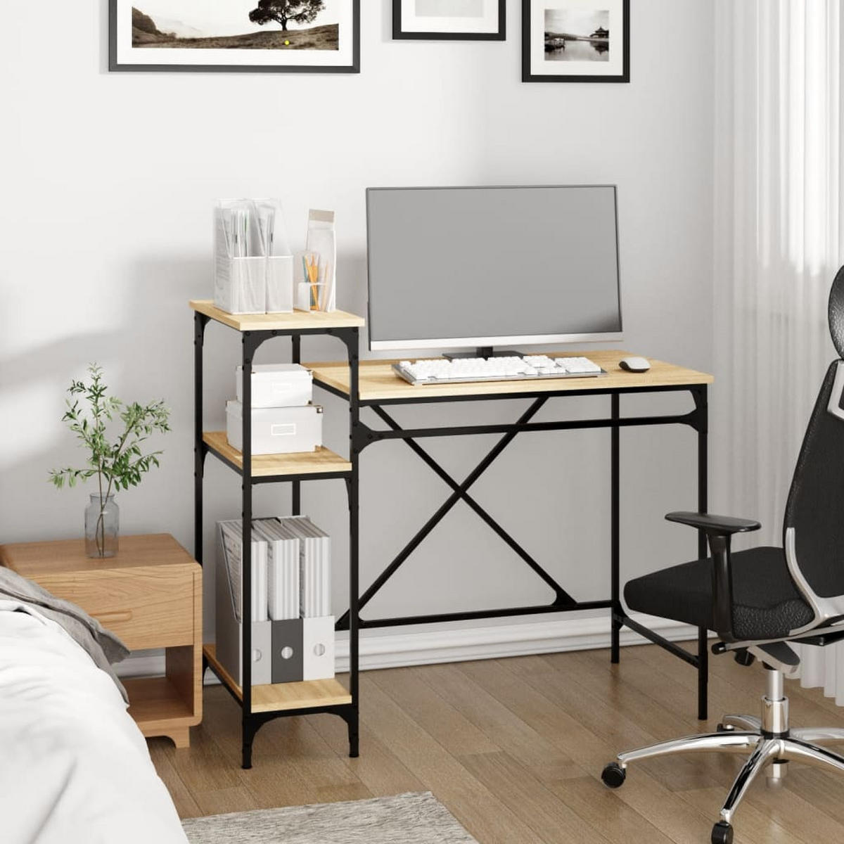 SCHREIBTISCH Mit Regal Sonoma-Eiche 105/50/90 Cm Holzwerkstoff - Braun, Holzwerkstoff (50/105/90cm) - vidaXL