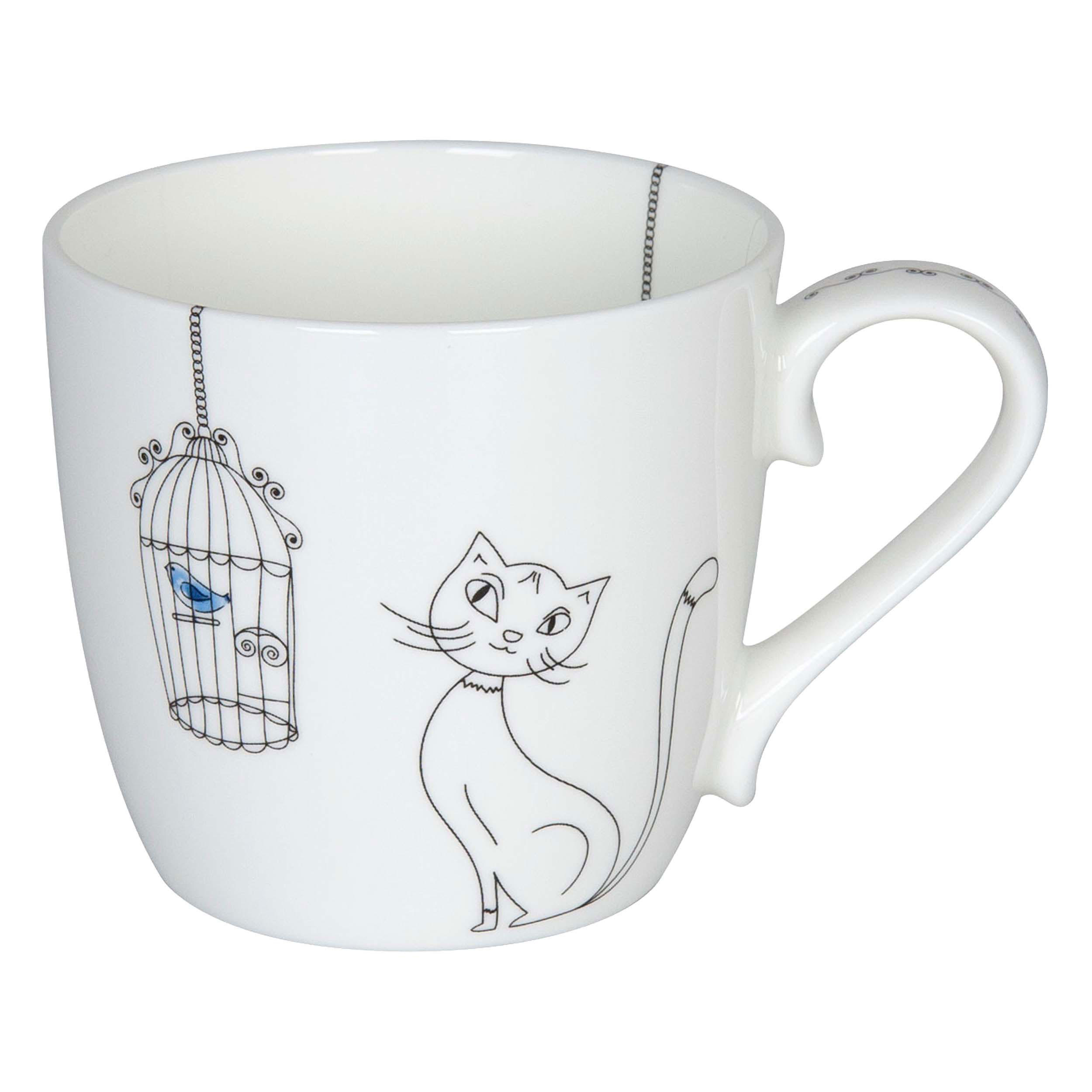 KAFFEEBECHER Cats and Birds - Naturfarben, Keramik (0.43L) - Könitz