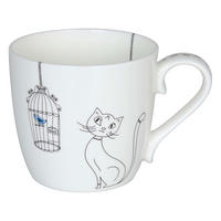 KAFFEEBECHER Cats and Birds - Naturfarben, Keramik (0.43L) - Könitz