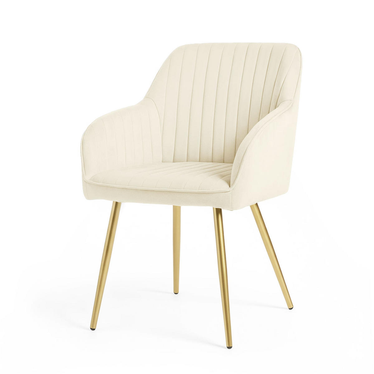 ČALÚNENÁ STOLIČKA, sada 4 ks, kovové nohy, krémová, zlatá 54,5/82/58 - krémová, textil (55/82/52cm) - RAUMHIRSCH FURNITURE