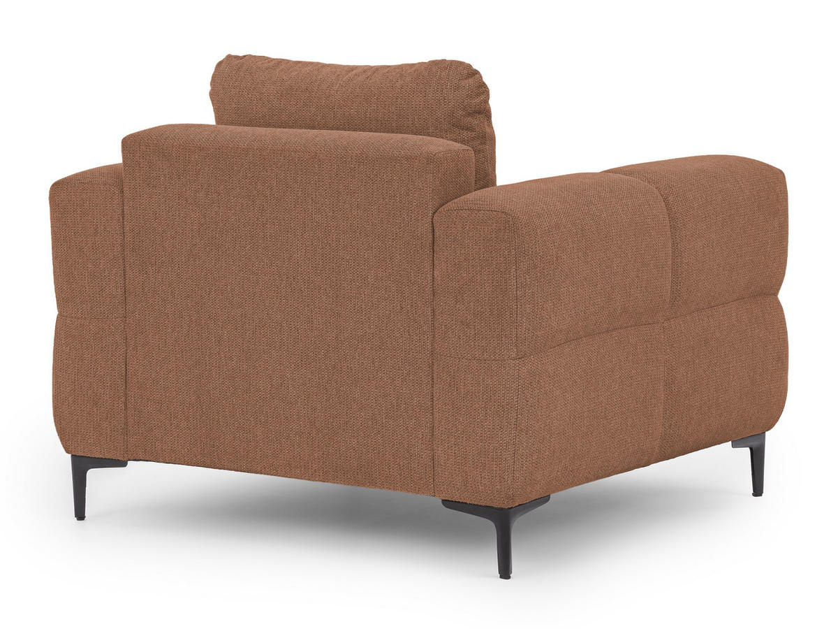 SESSEL Cardea in Bubble-Optik aus weichem Terrakotta Strukturstoff mit hohem Sitzkomfort - Terracotta/Schwarz, Holz/Textil (102/80/97cm) - S-Style Möbel