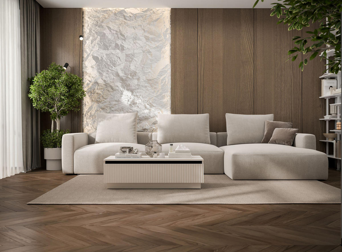 COUCHTISCH Selene Kaschmir matt 109 cm mit Sockel - Kaschmir, Holzwerkstoff (50/109/32cm) - Meble Lindner
