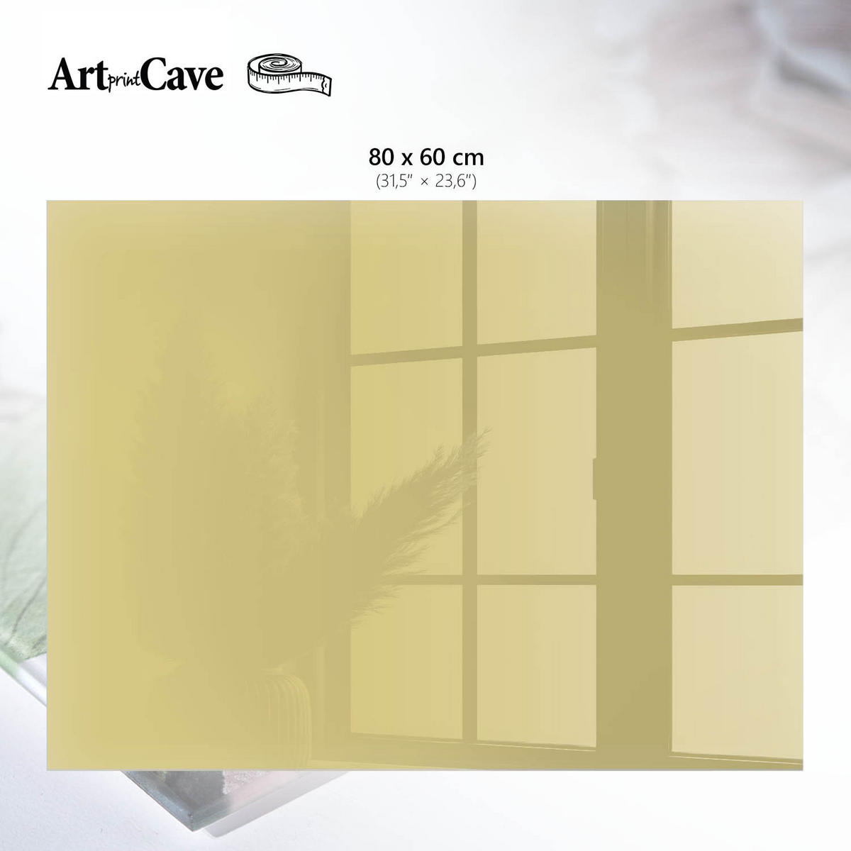 GLASPLATTE 80x60 cm – Vintage-Gelb - Beige, Glas (0.4/80/60cm) - ArtPrintCave