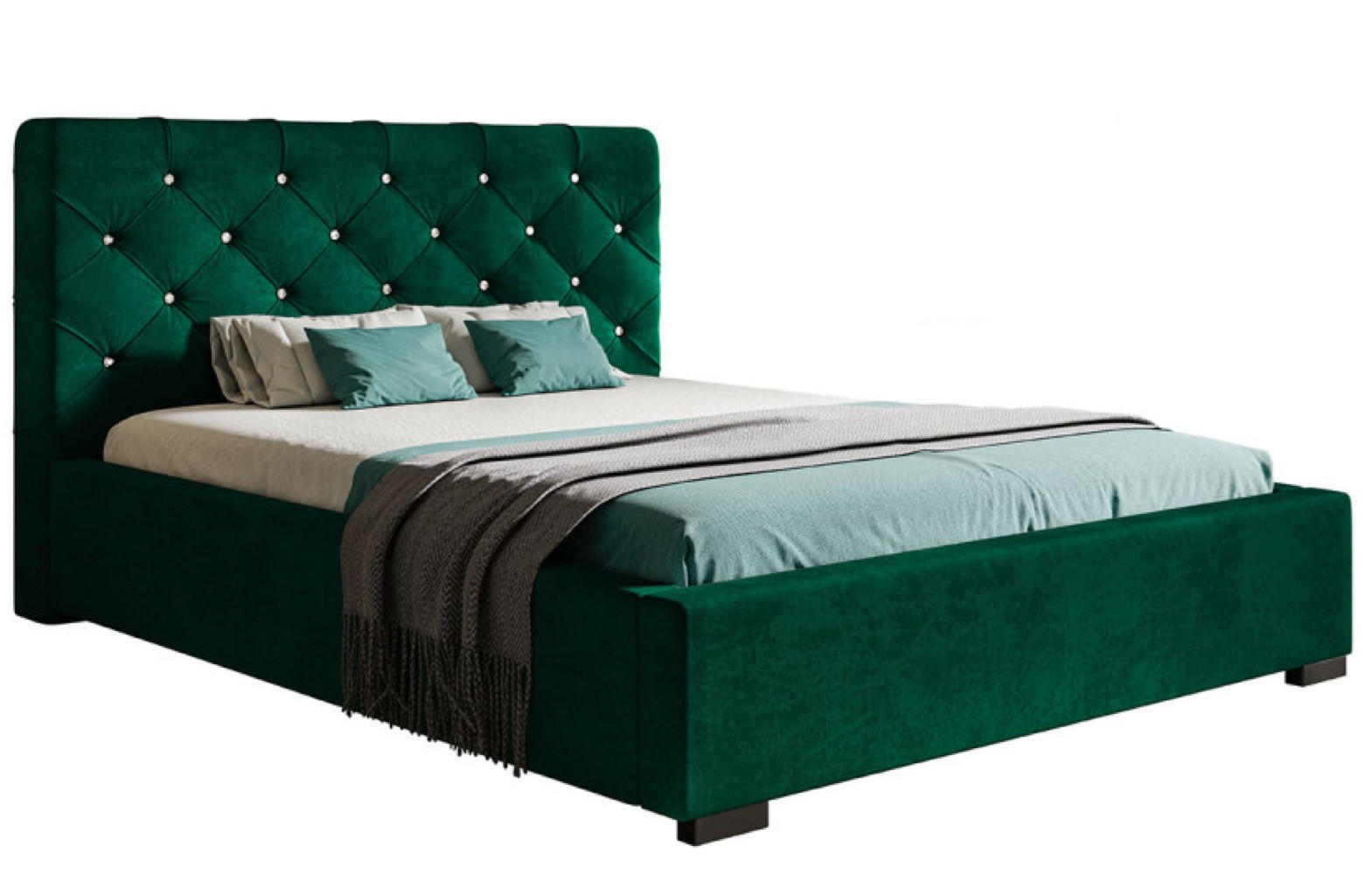 BETT Dunkelgrün BEN 11 140x200 cm - Schwarz/Grün, Textil (140/200cm) - Sepro Meble