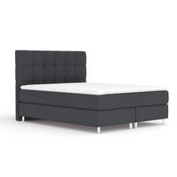 BOXSPRINGBETT Chanton Schwarz 140/200 cm mit Latex-Topper - Silberfarben/Schwarz, Holz/Holzwerkstoff (140/200cm) - Maison de Reve