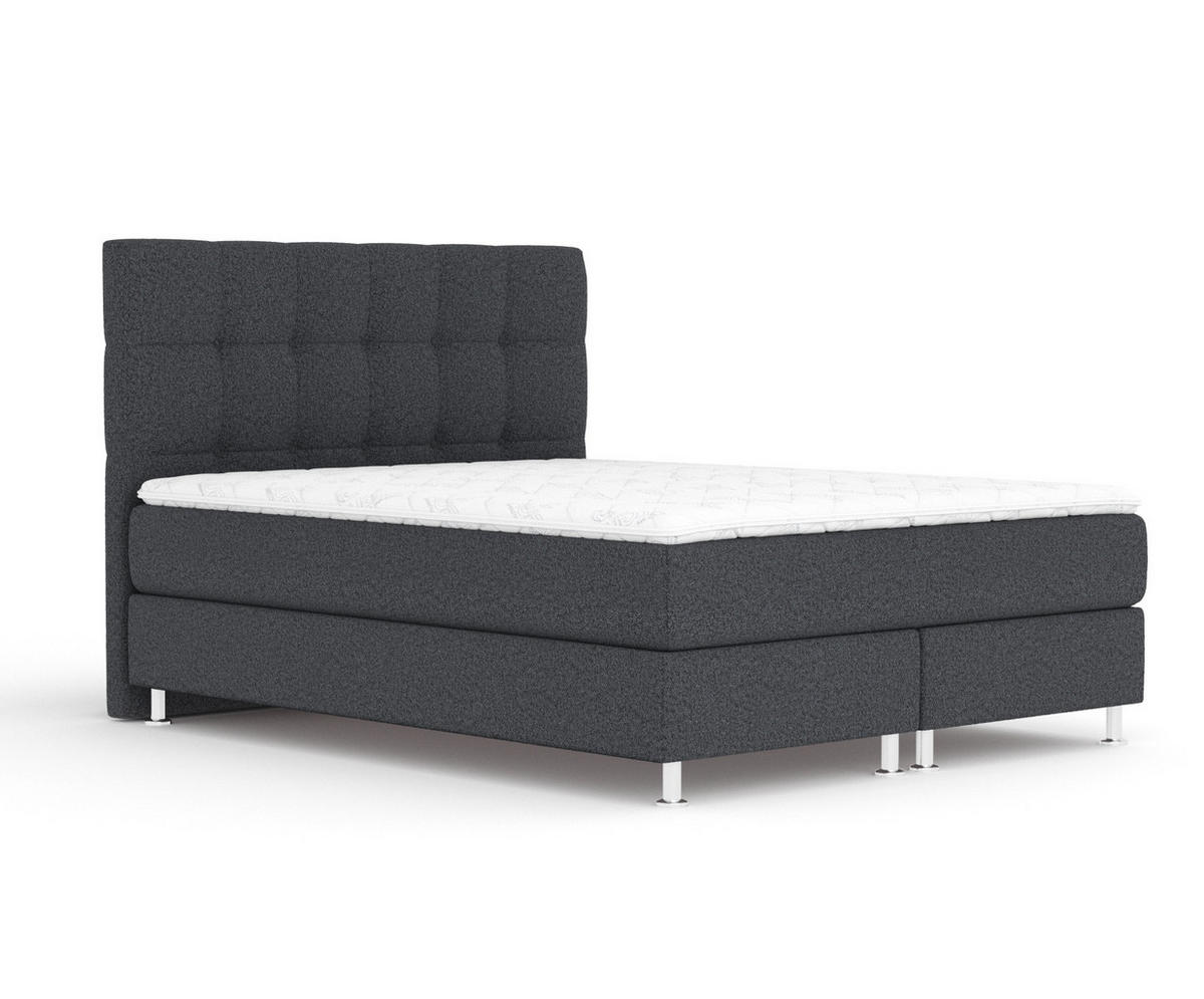 BOXSPRINGBETT Chanton Schwarz 140/200 cm mit Latex-Topper - Silberfarben/Schwarz, Holz/Holzwerkstoff (140/200cm) - Maison de Reve
