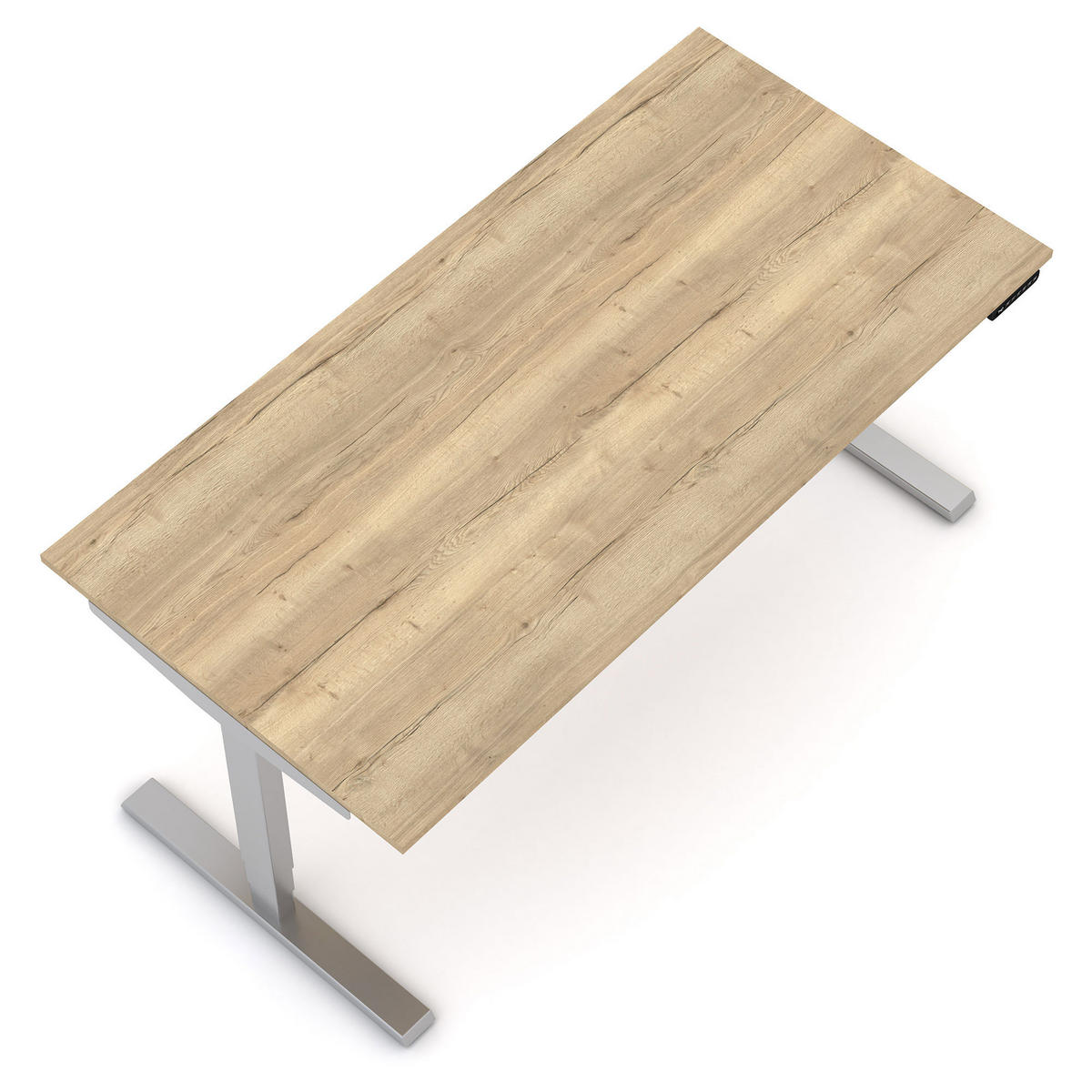 SCHREIBTISCH Elektrisch höhenverstellbarer Schreibtisch Y-Line Eiche Natura Weißaluminium 160/80/62-127cm - Weiß Hochglanz/Silberfarben, Holzwerkstoff/Metall (80/160/127cm) - ASSMANN