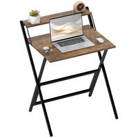 SCHREIBTISCH Braun klappbar mit Ablage und Metallgestell 70/62/86,5 cm - Rotbraun, Holzwerkstoff (62/70/86.5cm) - PANGIVO