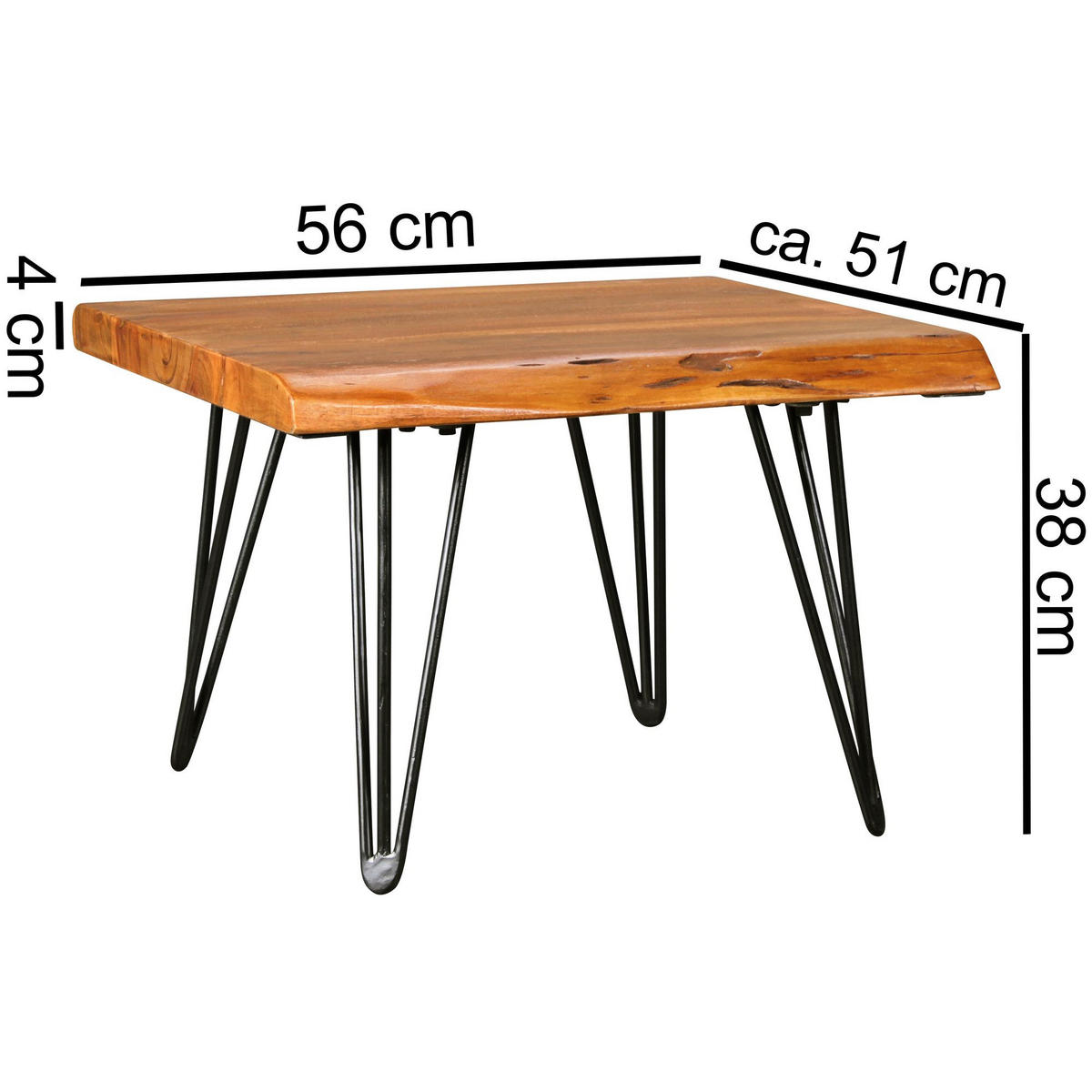 COUCHTISCH KATA Beistelltisch Sheesham - Sheeshamfarben, Holz (56/51/38cm) - tinkaro