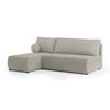 ECKSOFA PARVELO Creme Plüsch-Stoff mit Schlaffunktion - Creme, Holz (200/143cm) - MASSENO